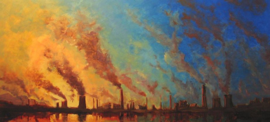 Climate Change - Factories in China - Oil on Synthetic surface